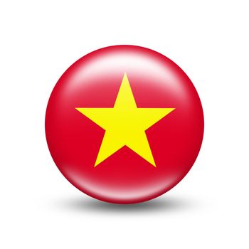 Vietnam country flag in sphere with white shadow - illustration