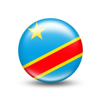 Flag of the country Democratic Republic of the Congo in a sphere with white shadow - illustration