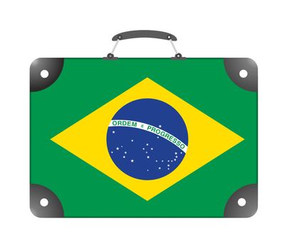 Brazil country flag in the form of a travel suitcase on a white background