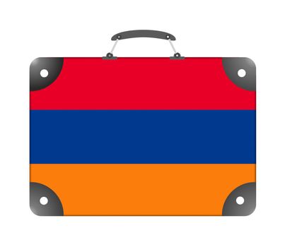 Flag of Armenia country in the form of a travel suitcase on a white background - illustration