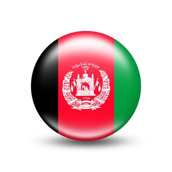 Afghanistan country flag in sphere with white shadow - illustration