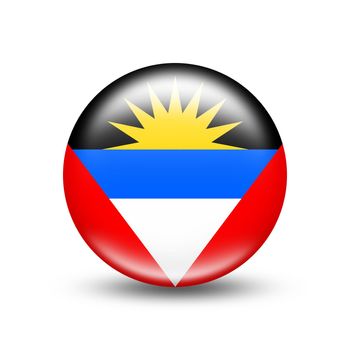Antigua and Barbuda country flag in sphere with white shadow
