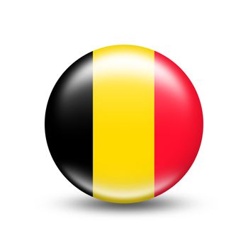 Belgium country flag in sphere with white shadow - illustration