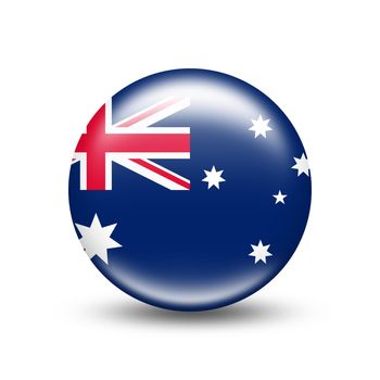 Australia country flag in sphere with white shadow