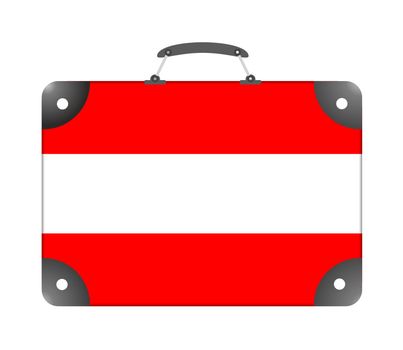 Flag of the country of Austria in the form of a suitcase for travel on a white background