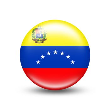 Venezuela country flag in sphere with white shadow - illustration