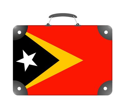 Flag of Timor country in the form of a travel suitcase on a white background - illustration