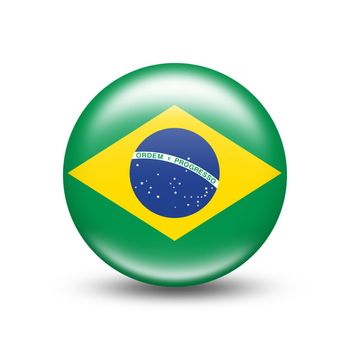 Brazil country flag in sphere with white shadow