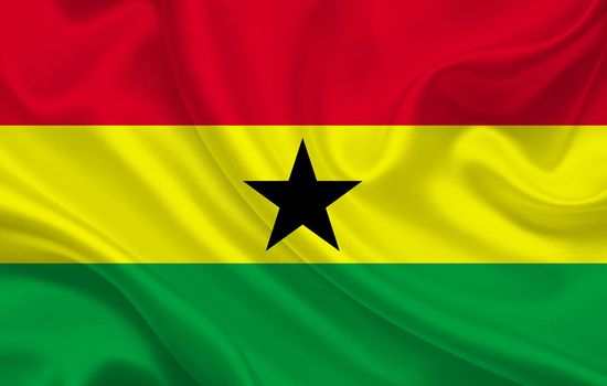 Ghana country flag on wavy silk