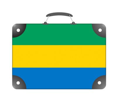Gabon country flag in the form of a travel suitcase on a white background - illustration