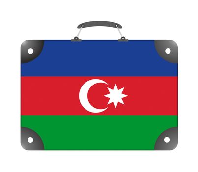 Flag of the country of Azerbaijan in the form of a suitcase for travel on a white background