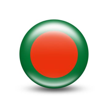 Bangladesh country flag in sphere with white shadow - illustration