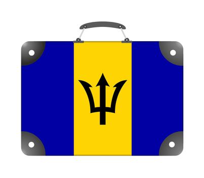 Barbados flag in the form of a travel suitcase on a white background - illustration