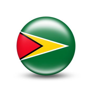 Guyana country flag on wavy silk fabric background panorama - illustration