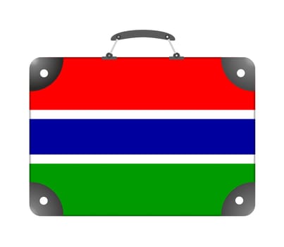 Gambia country flag in the form of a travel suitcase on a white background - illustration