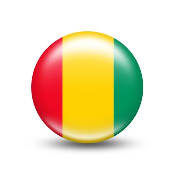 Guinea country flag in sphere with white shadow - illustration