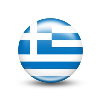Greece country flag in sphere with white shadow - illustration