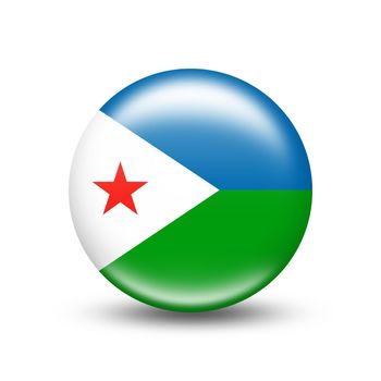 Djibouti country flag in sphere with white shadow - illustration