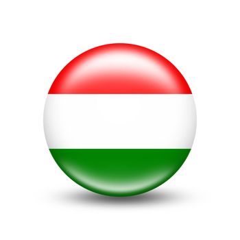 Hungary country flag in a circle with white shadow - illustration