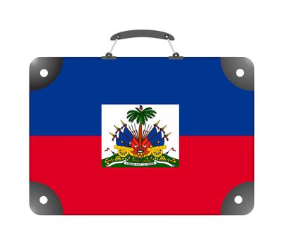 Haiti country flag in the form of a travel suitcase on a white background - illustration