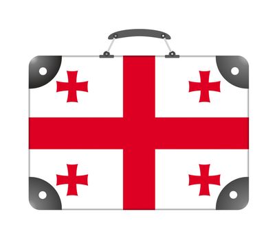 Georgia flag in the form of a travel suitcase on a white background - illustration
