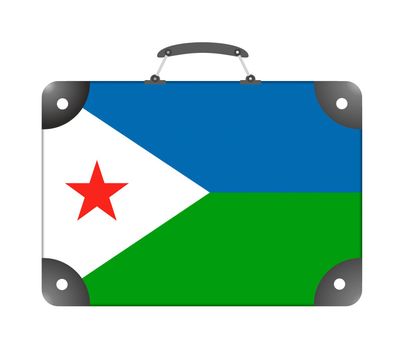 Djibouti country flag in the form of a travel suitcase on a white background - illustration