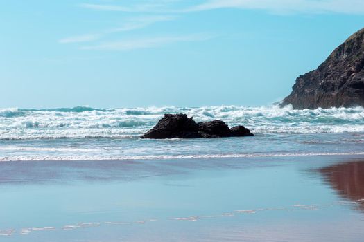 Seascape of Mawgan Porth Beach, near Newquay, North Cornwall, England