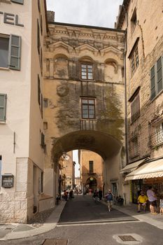 Mantua, Italy. July 13, 2021.   Voltone di San Pietro building in the city center