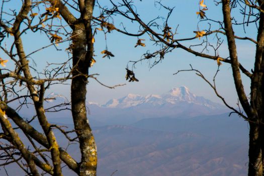 Caucasian mountain range landscape in view in Georgia