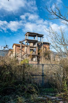 abandoned fenced factory in disuse in narni in umbria