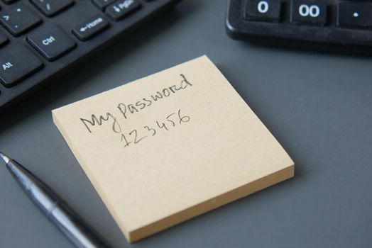 writing password on a sticky note ,