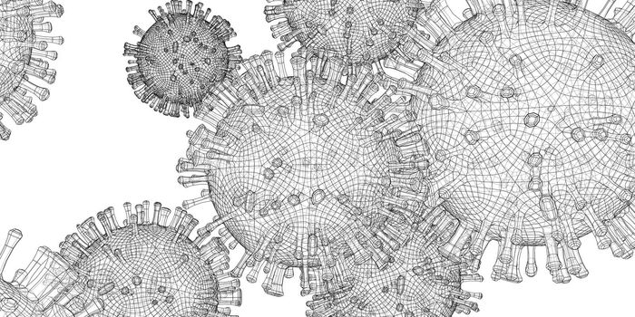 Wire-frame model of a virus. Abstract 3d microbe, virus or bacteria. Virus development concept. 3d illustration