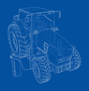 Electric Farm Tractor Charging Station Sketch. 3d illustration