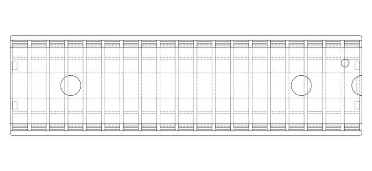 3D microchip. 3d illustration. Wire-frame or blueprint style