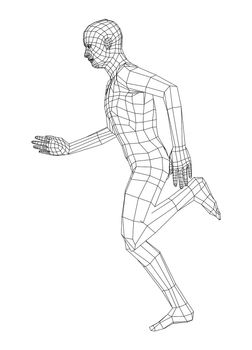 Wireframe running man. 3d illustration. Man in running pose