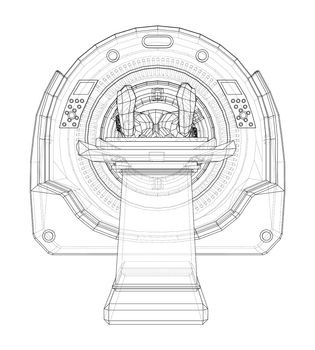 MRI, magnetic resonance imaging machine scanning patient inside. 3d illustration