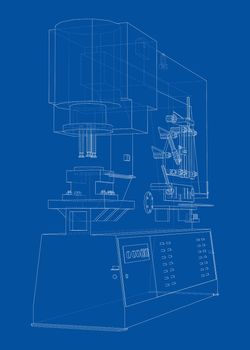 Metalworking CNC machine. Cutting metal technology. 3d illustration