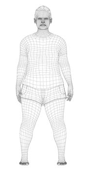 Fat woman, before weight loss in sportswear. 3d illustration