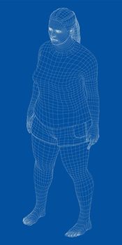 Fat woman, before weight loss in sportswear. 3d illustration