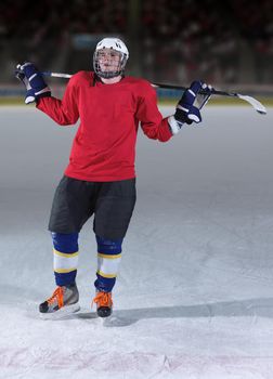 young ice hockey player portrait on a match