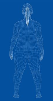 Fat woman, before weight loss. 3d illustration. Back view