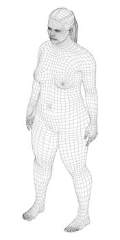 Fat woman, before weight loss. 3d illustration