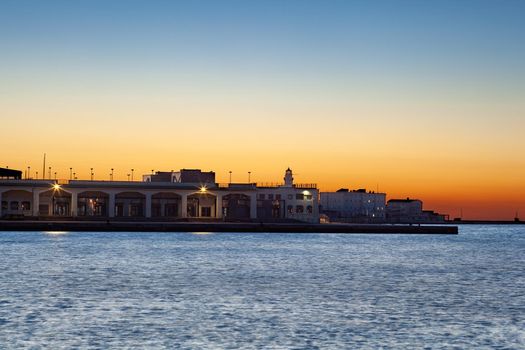 View of the Trieste pier at sunset, Italy