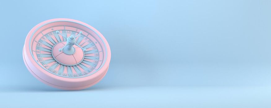 Pink roulette 3D rendering illustration isolated on blue background