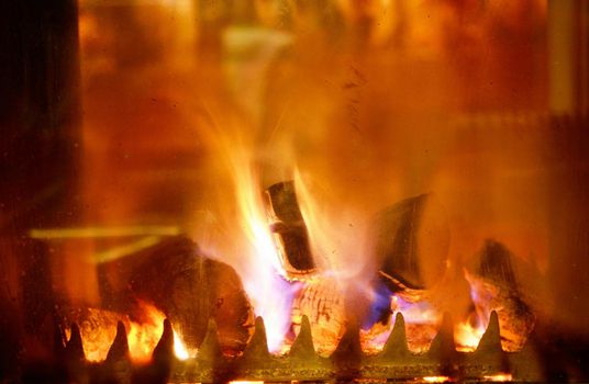 abstract fireplace flame background at home