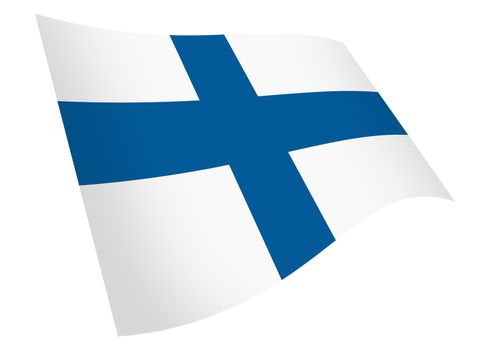 A A Finland waving flag 3d illustration isolated on white with clipping path