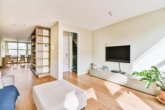 Cozy and bright living room in luxury apartment