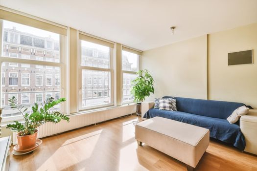Cozy and bright living room in luxury apartment