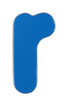 A lower case r magnetic letter on white with clipping path