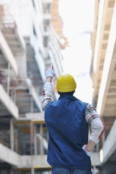 handsome hard worker people portrait at concstruction site